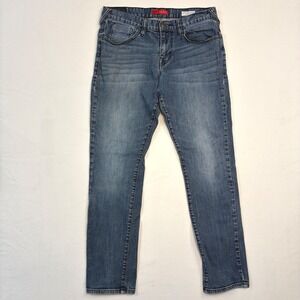 Guess Holster Fit Mens Slim Tapered Medium Rise Jeans Blue 33x32 Y2K Whiskers